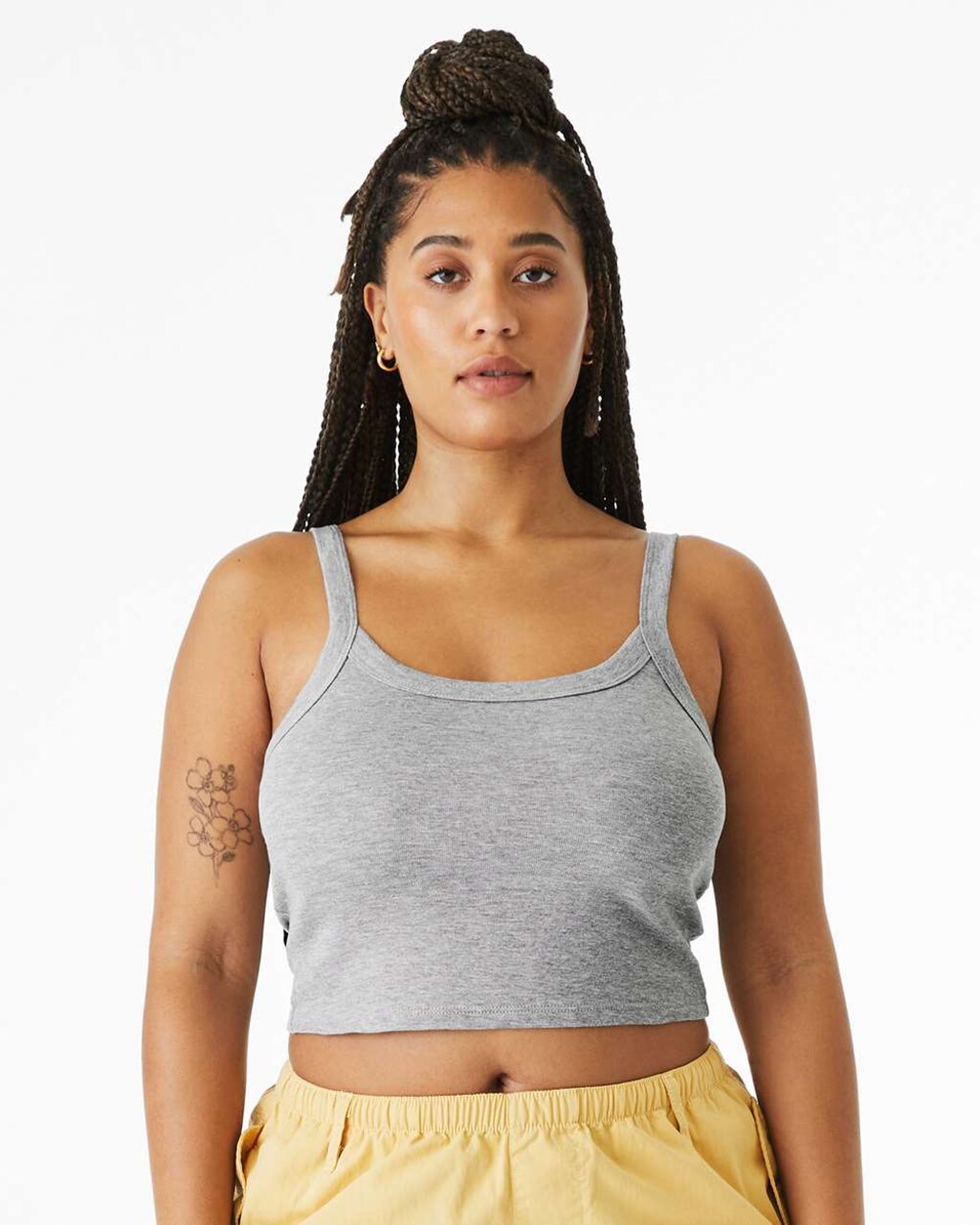 BELLA + CANVAS Women’s Micro Rib Spaghetti Strap Tank Top for Layering & Custom Print Fitted Cami